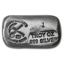 1 oz Hand Poured Silver Bar - PG & G 73.53 per troy oz