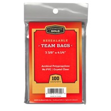 Cardboard Gold Resealable Sports Card Team Set Bags - 100 Pcs 100 Bags, Clear 