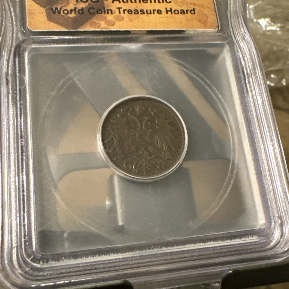 1897 Austria 2 Heller Coin **HIGH GRADE** ICG Slabbed AUTHENTICATED 🤩 - Image 3 of 4