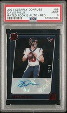 2021 CLEARLY DONRUSS #58 DAVIS MILLS RATED ROOKIE RC AUTO-RED 02/49 PSA 9 MINT!