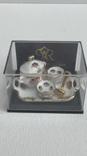 Reutter Porcelain Pink Rose Soup Bowl Set Dollhouse Miniature 1:12 Scale