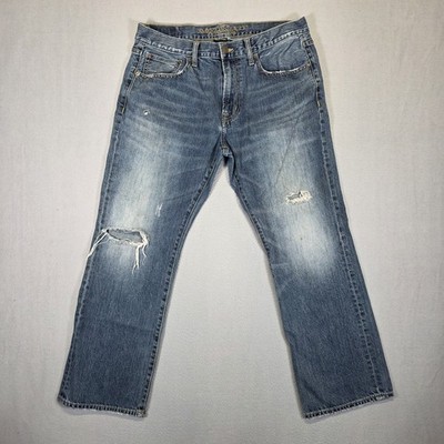 American Eagle Jeans Mens 34x30 Blue Original Boot Cut Distressed Denim