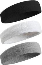 Sweatbands Sports Headband for Men & Women - Moisture Wicking Athletic Cotton Te
