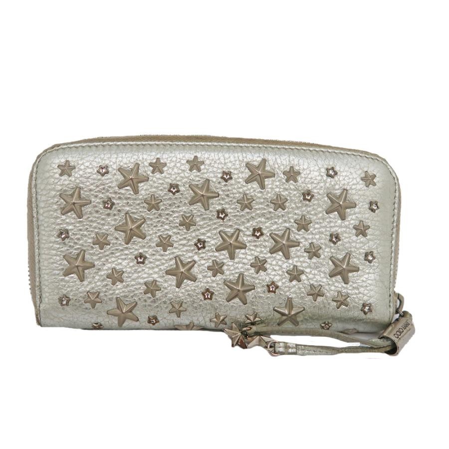 Cartera larga Jimmy Choo FILIPA de cuero plateado con cremallera para mujeres y hombres
