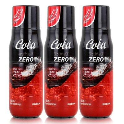 Gut & Günstig Getränke-Sirup Cola Zero 500ml ergibt ca. 12 Liter (3er Pack)