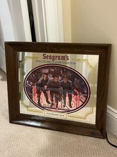 Vintage Seagram's 7 Crown Sports Mirror Sign Cook Boucher Cook Hockey line