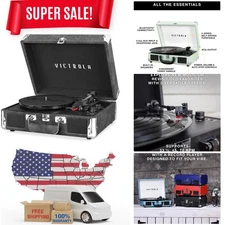 Journey Bluetooth Portable Suitcase Record Player - 3 Speed, Stylish Gray Design