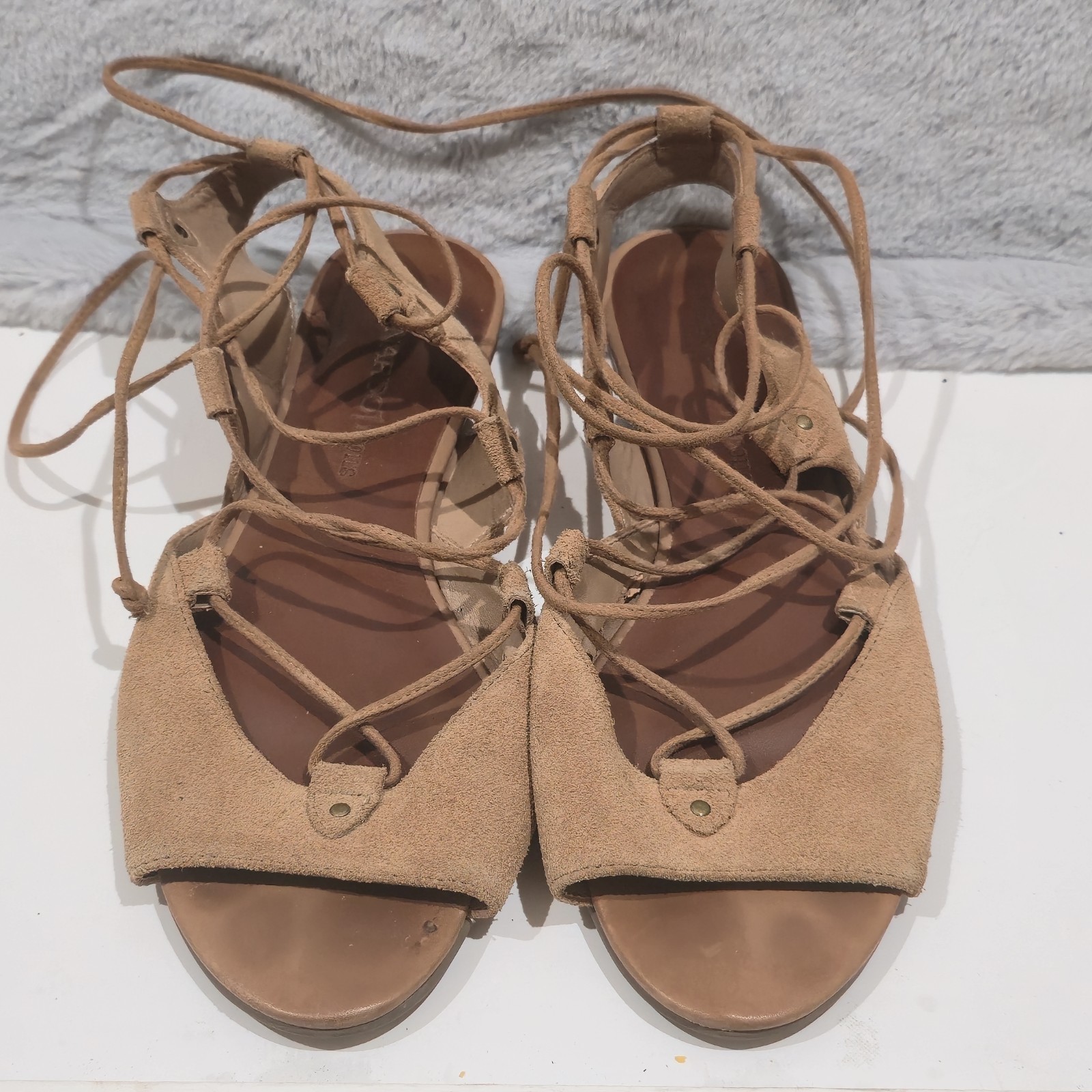 APL Sandali Bernardo Icons cammello scamosciato stringati gladiatore punta sbircio misura 8 5