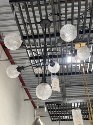 Stone Lighting CH556-AXEL Black Chandelier w/ Crackle Glass