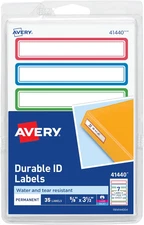Durable Labels for Kids' Gear, 5/8" X 3-1/2", Assorted Border Colors, Water-Resi