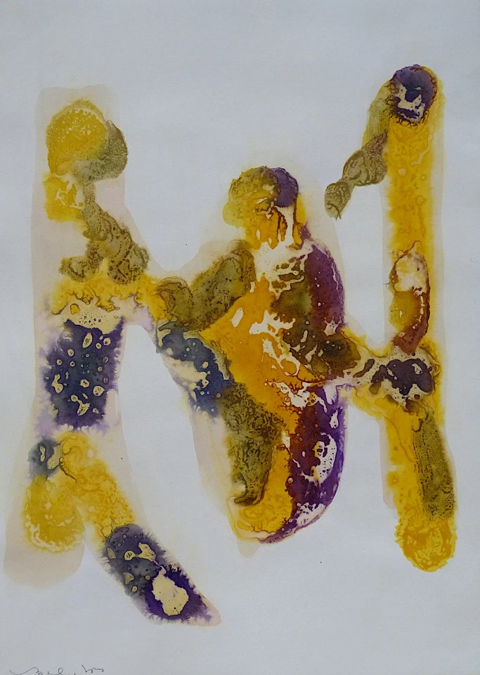 FREIER KÖRPER original-Kunst grosse Zeichnung abstrakt Malerei Aquarell BELAUBRE - Bild 1 von 1