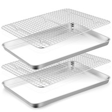 Cookies Sheet with Rack, 16 x 12 x 1 Inch Stainless Steel Baking Sheet Tray P...