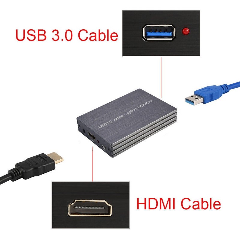 HDMI to USB3.0 Video Capture Adapter 4K 1080P Dongle Card Live Streaming w