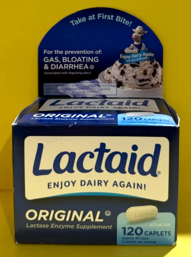 Lactaid Original Lactase Enzyme Supplement 120 Caplets Exp 12/2026