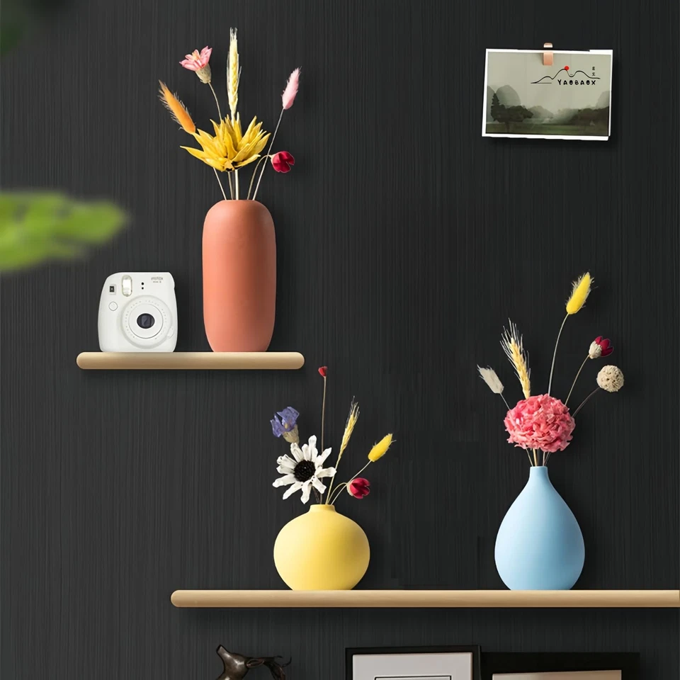 Juego de 3 jarrones pequeños de cerámica multicolor decorativos modernos y minimalistas para el hogar... Foto 4 de 4