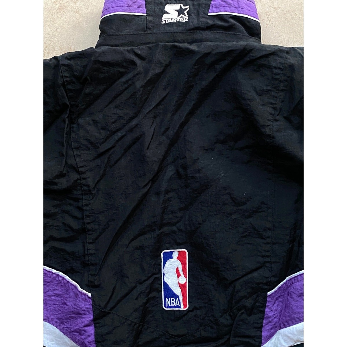 Toronto Raptors 90s STARTER puffer LOGOS jacket XL black purple