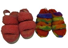 Size 7 UGG Oh Fluffita Fluff Yeah Slippers Pink  Rainbow Sherbert 2 Pairs 1 Prc