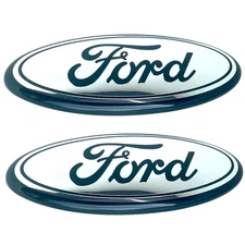 2pcs MIRROR  Logo Front Grille Emblem + Rear Tailgate Badge  Ford