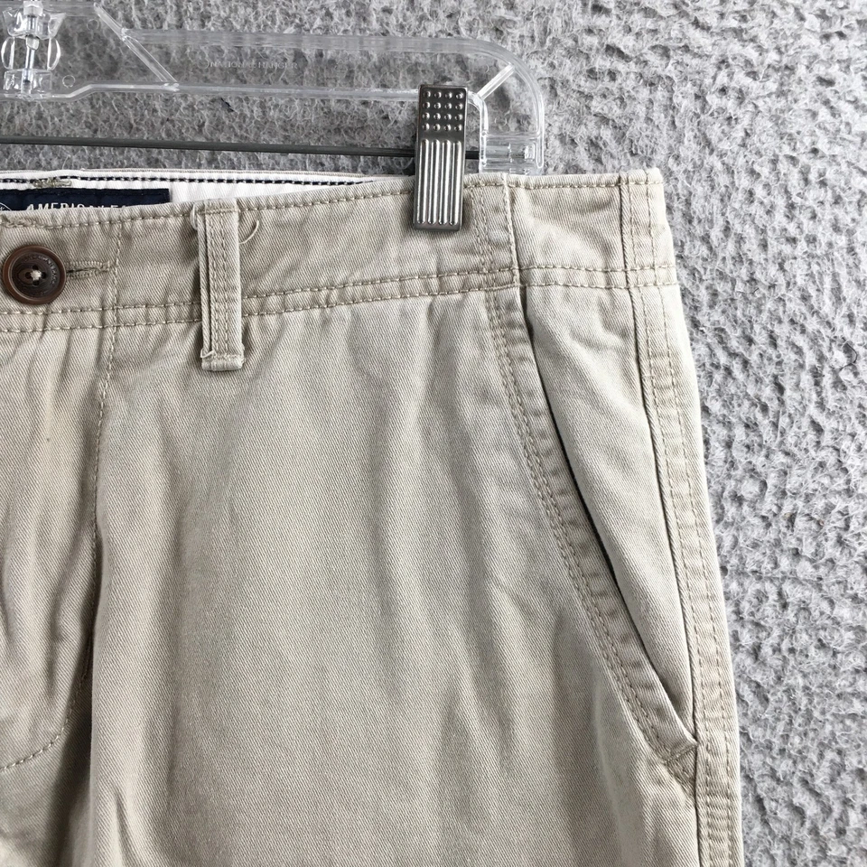 American Eagle Chino Pants Mens 32x32 Beige Cotton Mid Rise Button Front Zip Fly - Image 4 of 4
