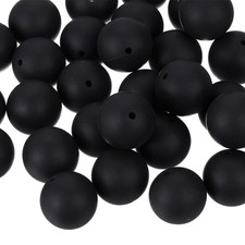 50Pcs 19mm Silicone Beads, Round Loose Rubber Bead for DIY Black