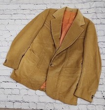 Vintage 1970's JC Penney Wide Corduroy Blazer Mens 38 TALL Gold Grandpa READ
