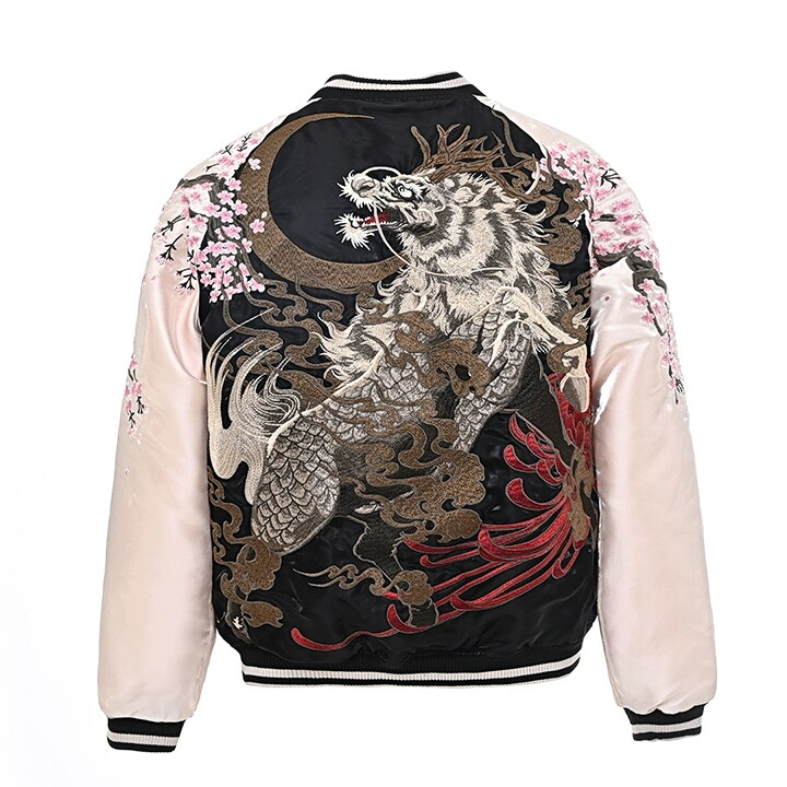 Men Sukajan Souvenir Jacket Reversible Japanese Pattern