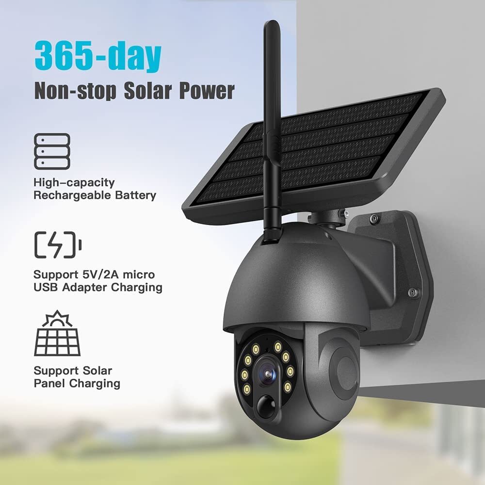 Migtory Security Camera Wireless Outdoor with 355° View, Solar Outdoor
