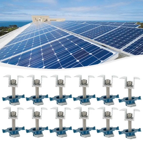 12* Abrazaderas de soporte de panel solar Abrazadera de módulo Soporte de panel solar para montaje-riel - Imagen 44 de 60