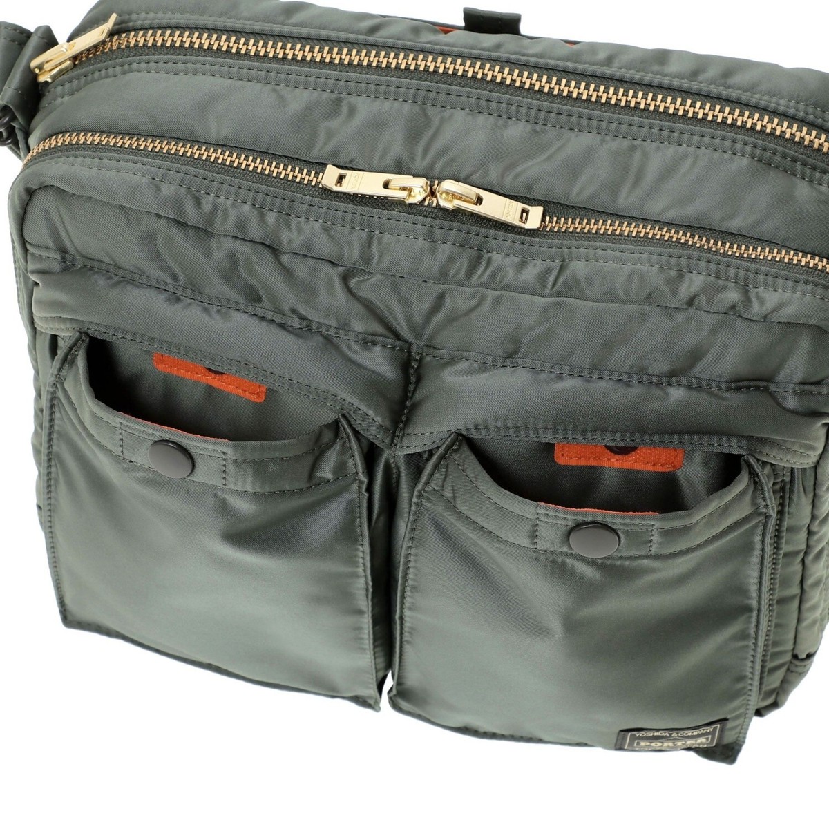 PORTER TANKER SLING BAG W zip (L) 622-08633 Sage Green Back PORTER TANKER SLING BAG W zip (L) 622-08633 Sage Green Back