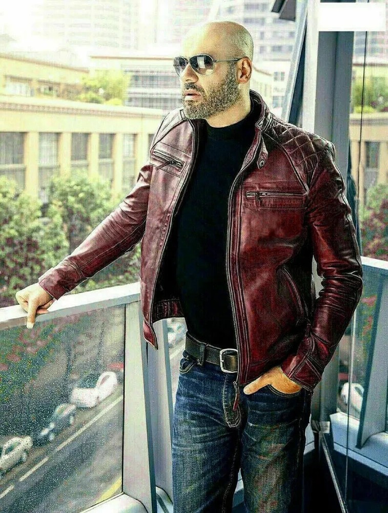 Stylish Jacket Burgundy Leather Men's Soft Handmade Stylish Lambskin Motorcycle