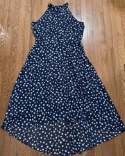 Tahari Arthur S. Levine High Neck Sleeveless Fit and Flare High/Low Dress Sz 16