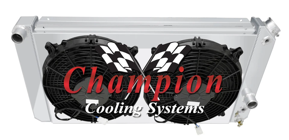 WR Champion 4 Row Radiator W/ 2 12" Fans and Shroud for 1996 - 2005 GMC Jimmy - Изображение 3 из 4