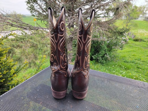 Vintage Dan Post exotische Cowboystiefel Herren 9 1/2 D braun Western Eidechse Teju Leder - Bild 6 von 13