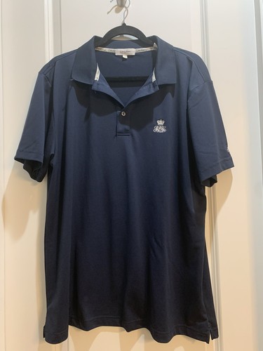 Calvin Klein Polo Shirt Mens Large Navy Blue Short Sleeve Armpit To Armpit 25” - Picture 3 of 6