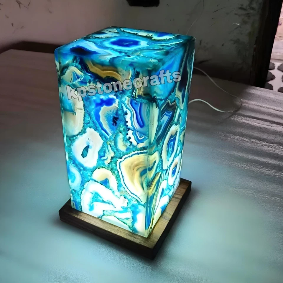 Lámpara de piedra de ágata azul, lámpara de geoda moderna para comedor, regal... - Imagen 4 de 4