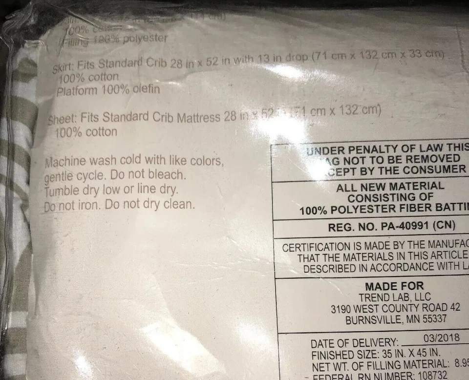 Trend Lab Art Deco Juego de Cuna 3 Piezas Ropa de Cama Gris Blanco Guardería Edredón, Falda, Sábana Foto 2 de 4