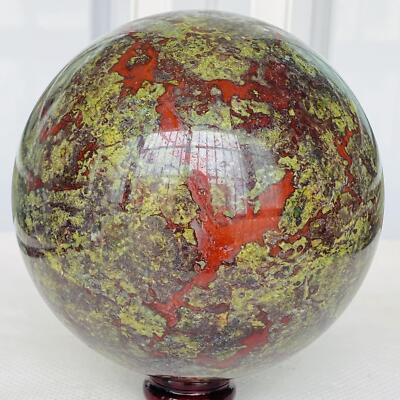 Natural dragon blood stone quartz sphere crystal ball reiki healing 3360G