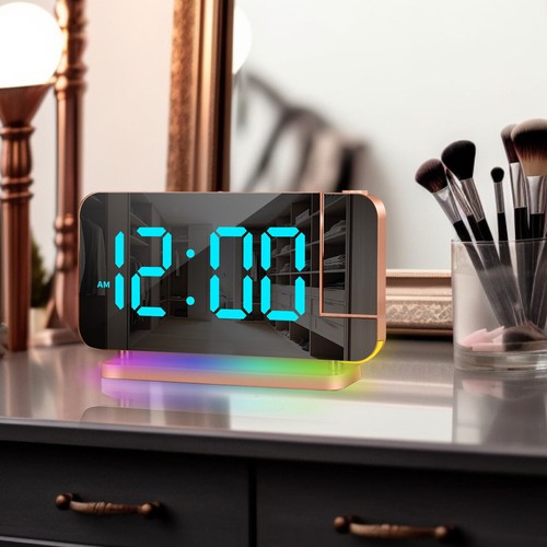 LED Digital Projection Alarm Clock with 180° Rotatable Projector,USB Dual Alarms - Picture 63 of 64