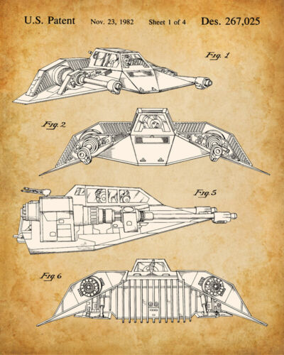 Original Star Wars Fahrzeuge Patent Kunstdrucke - Vierer Set Fotos (8x10) ungerahmt - Bild 3 von 7