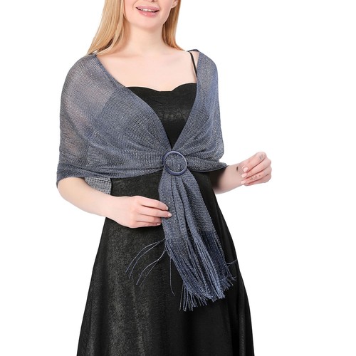 Sciarpe donna trasparenti frange metalliche swing party casual aperte davanti matrimonio - Foto 33 di 75