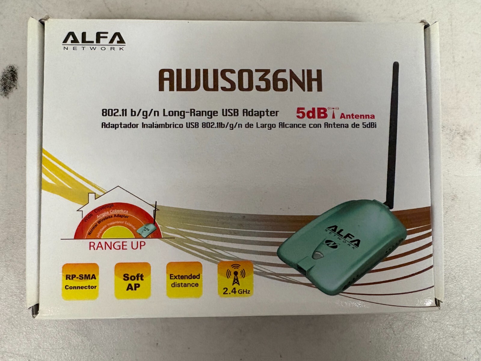Alfa Network AWUS036NH High-Gain Wireless USB WiFi Adapter 802.11B/G/N