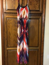 Love By Chesley Brand Multicolor Long Maxi Dress Sz Small Spaghetti Straps