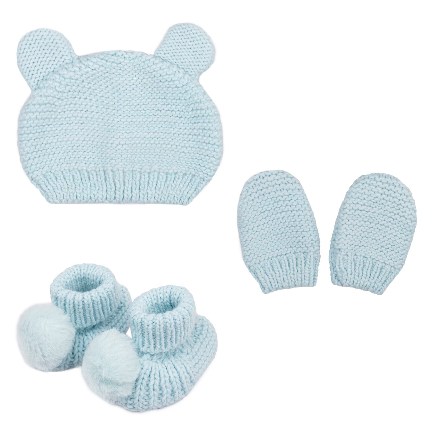 Hello World Boys Baby Boy Knitted New Born Gift Set Bobble Hat