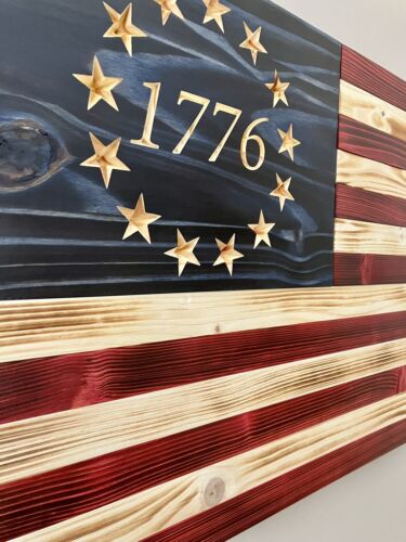 Handmade 1776 Betsy Ross Wooden American Flag by Eagle Wood Flag Company - Picture 4 of 5