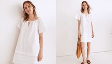 MADEWELL Women's Poplin Flutter-Sleeve Pintuck Mini Dress Small NF911 ($98)