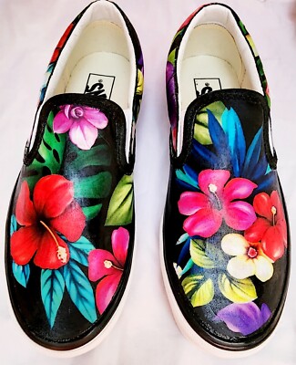 VANS slip-on Asher Shoes Hand Detailed Women's, ANY SIZE