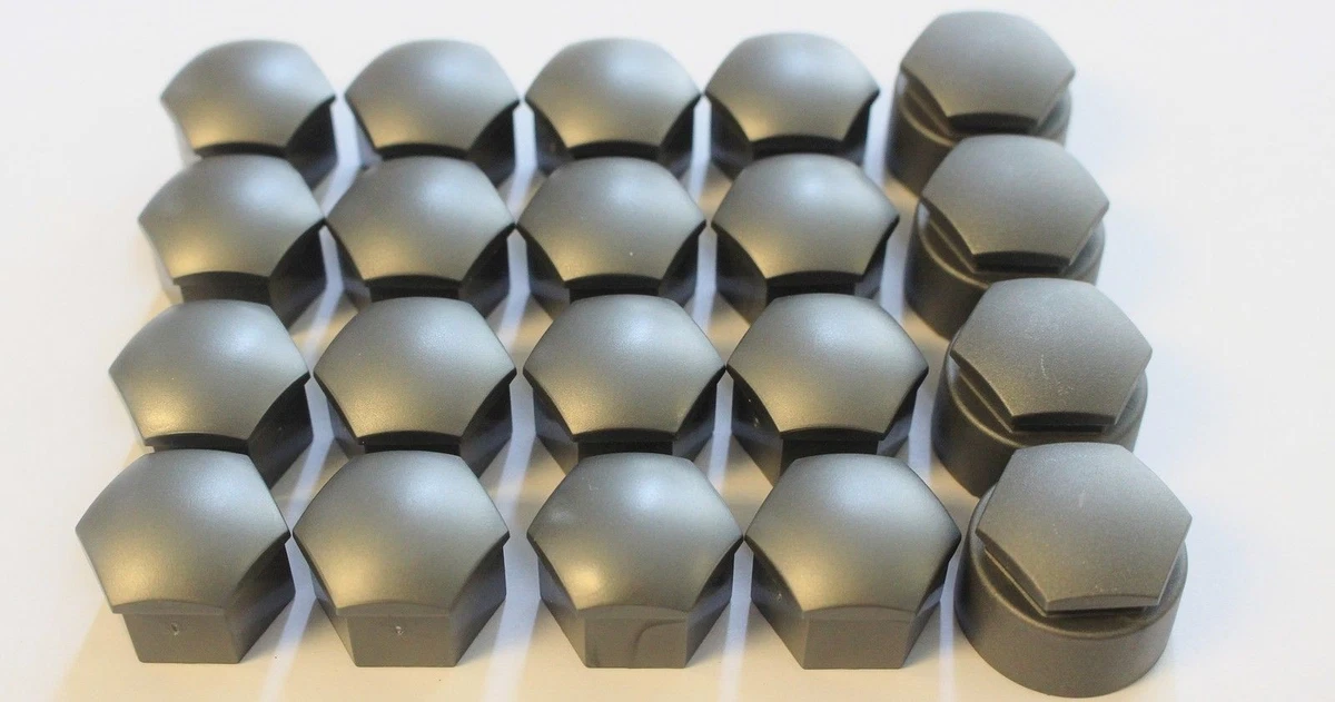 Set Of Grey Wheel Nut Bolt Covers For Audi Q7 (2006-2015) - 19mm Locking Caps