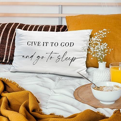 Give It to God and Go to Sleep, Decorative Pillows Covers for 12" x 20" White - Bild 2 von 6