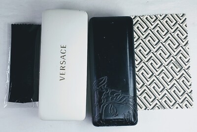Versace Black Sunglasses Case with Silver Logo Brand New VERSACE Medium Black Hard Clamshell Sunglasses  main image 3