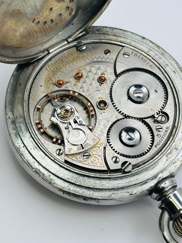 1907 WALTHAM VANGUARD - 18 SIZE, 23 JEWEL - RAILROAD GRADE POCKET WATCH RUNNING - Picture 17 of 21